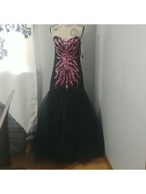 NWT LaFee E157103 Strapless Mermaid Style Pink/Black Prom 8